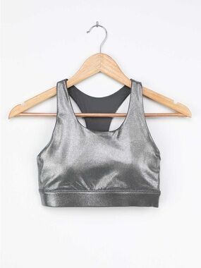 Allfenix Silver Metallic Sports Bra